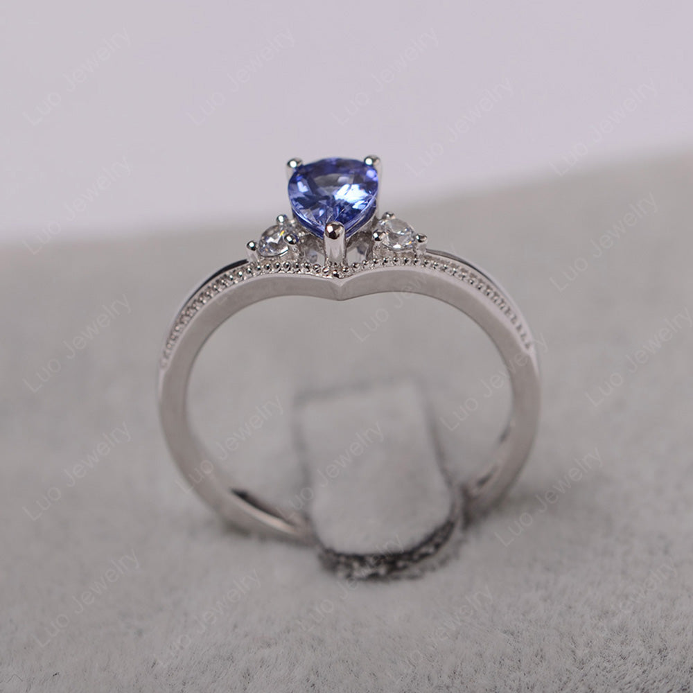 Pear Tanzanite Engagement Ring White Gold - LUO Jewelry