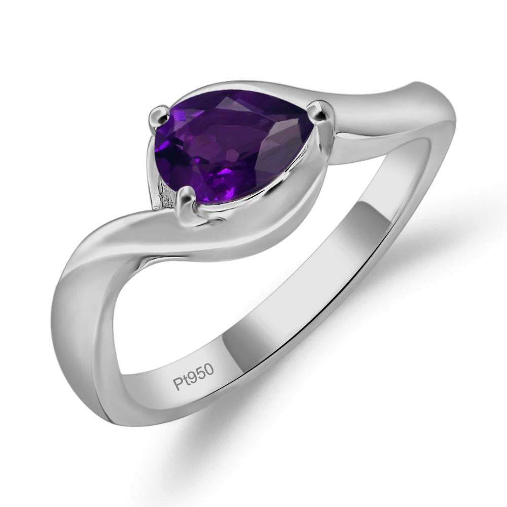 Pear Shaped Amethyst East West Solitaire Ring - LUO Jewelry #metal_platinum