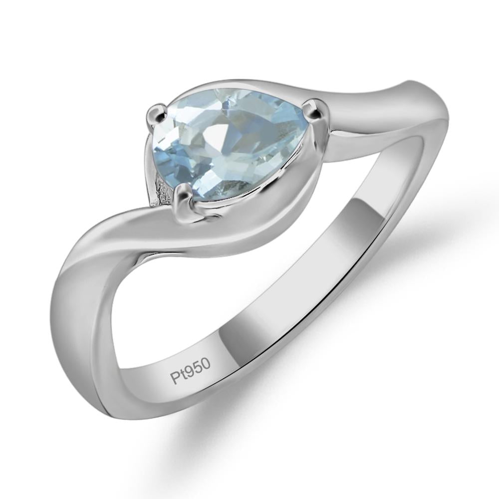Pear Shaped Aquamarine East West Solitaire Ring - LUO Jewelry #metal_platinum