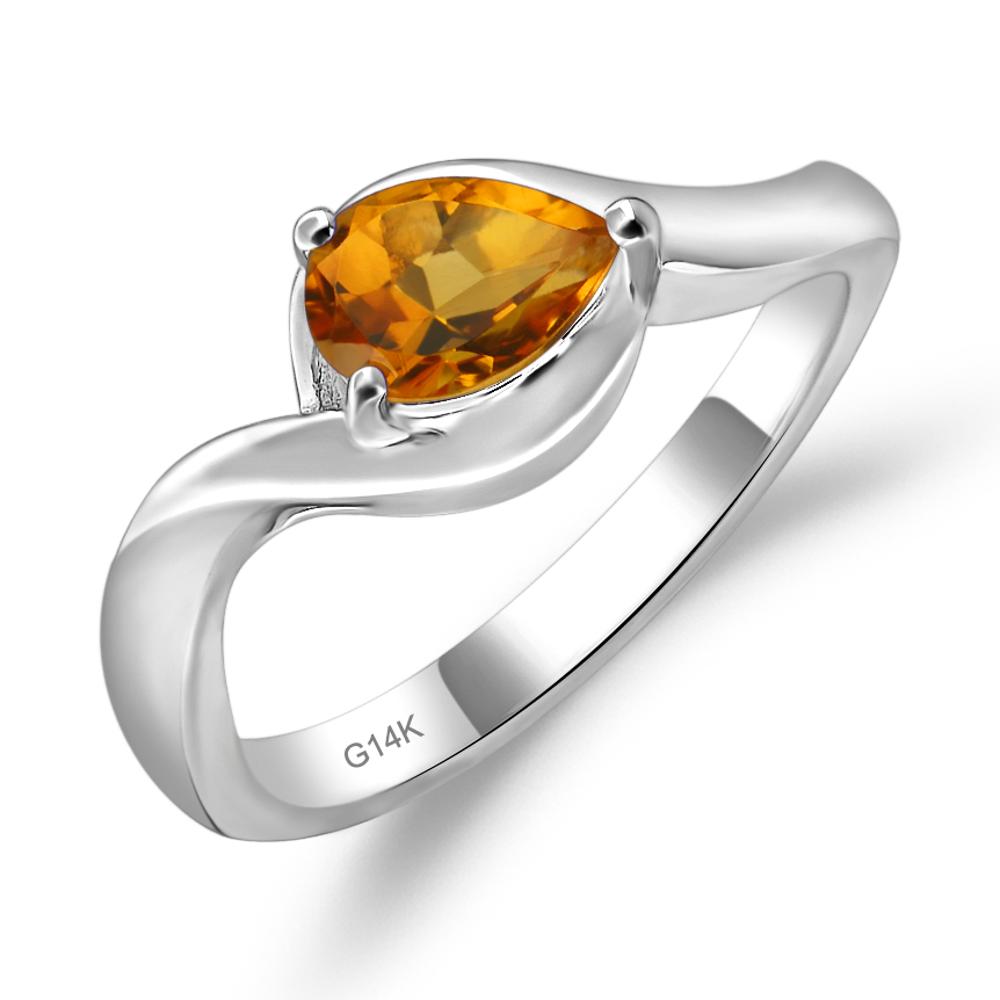 Pear Shaped Citrine East West Solitaire Ring - LUO Jewelry #metal_14k white gold