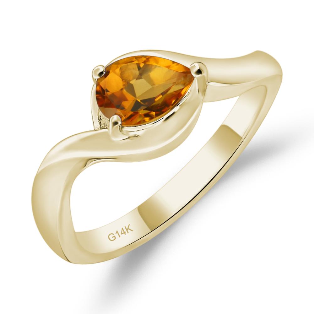 Pear Shaped Citrine East West Solitaire Ring - LUO Jewelry #metal_14k yellow gold