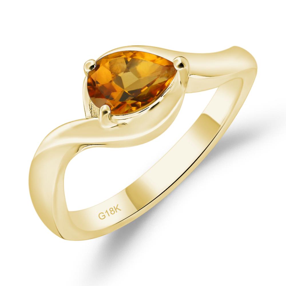 Pear Shaped Citrine East West Solitaire Ring - LUO Jewelry #metal_18k yellow gold