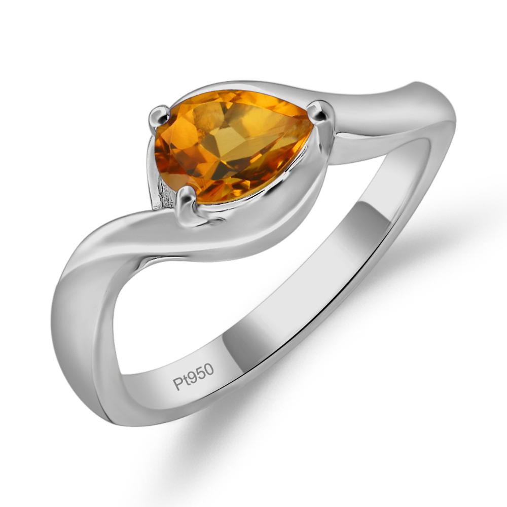 Pear Shaped Citrine East West Solitaire Ring - LUO Jewelry #metal_platinum