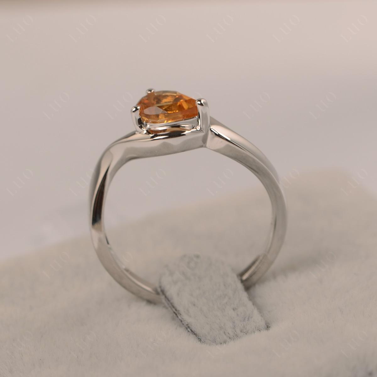 Pear Shaped Citrine East West Solitaire Ring - LUO Jewelry