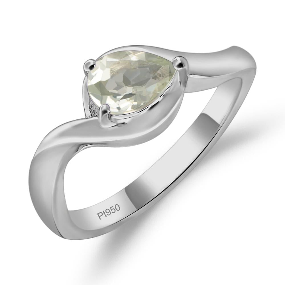 Pear Shaped Green Amethyst East West Solitaire Ring - LUO Jewelry #metal_platinum