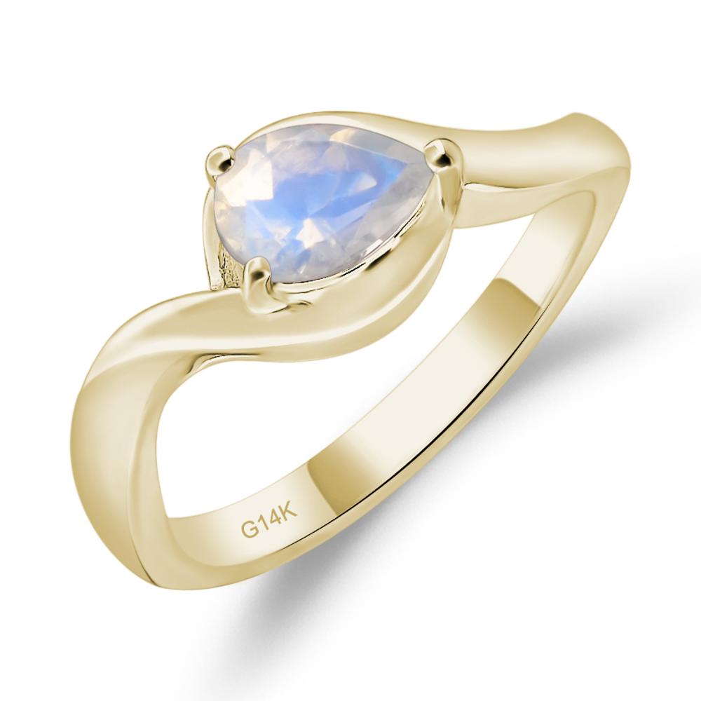Pear Shaped Moonstone East West Solitaire Ring - LUO Jewelry #metal_14k yellow gold