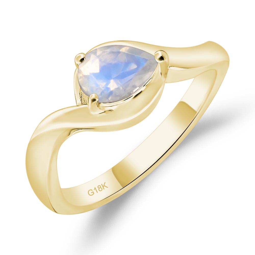 Pear Shaped Moonstone East West Solitaire Ring - LUO Jewelry #metal_18k yellow gold