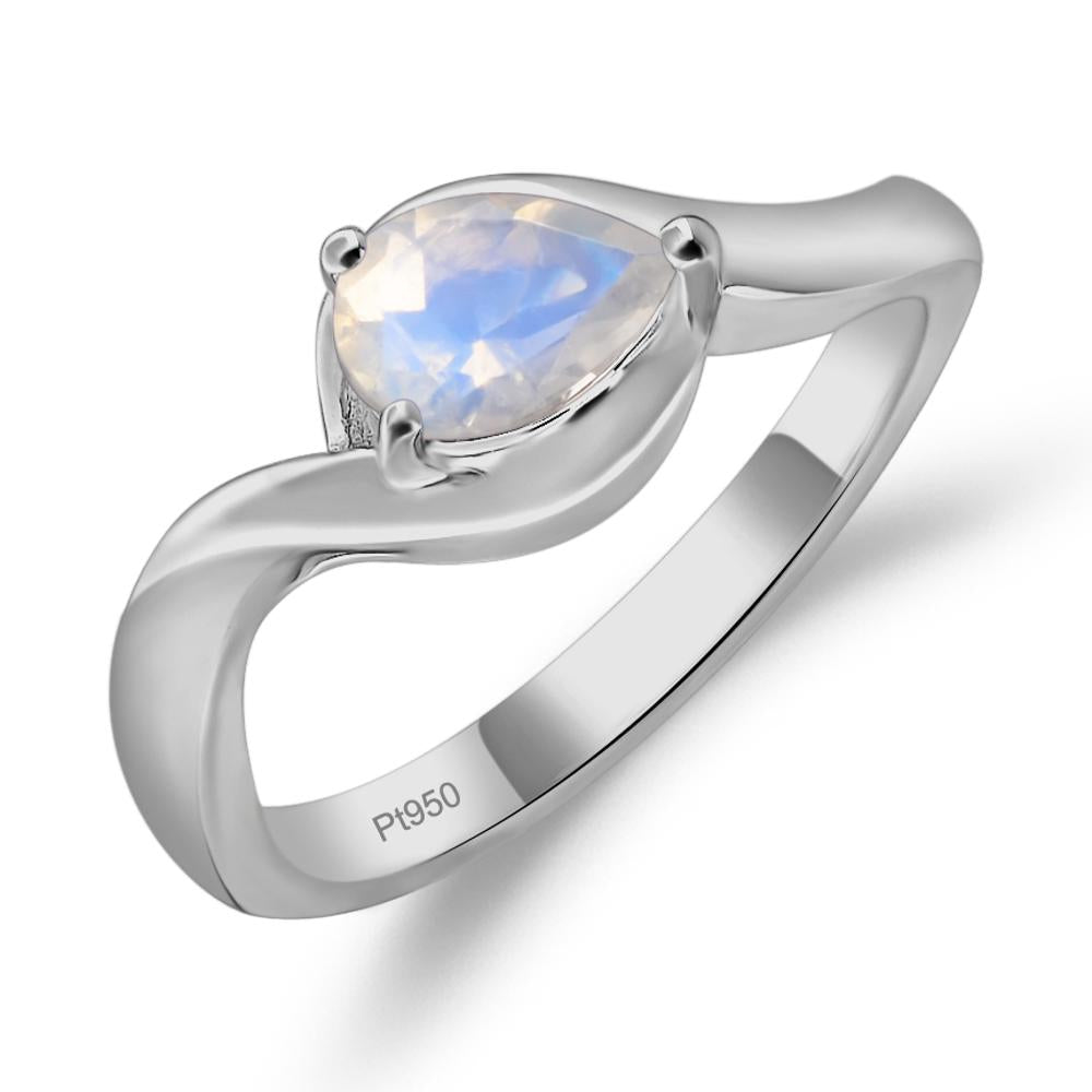 Pear Shaped Moonstone East West Solitaire Ring - LUO Jewelry #metal_platinum