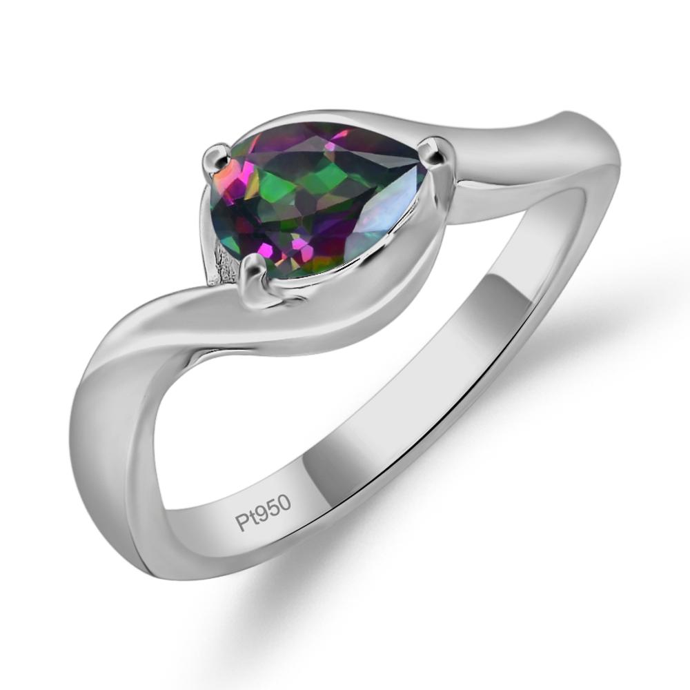 Pear Shaped Mystic Topaz East West Solitaire Ring - LUO Jewelry #metal_platinum