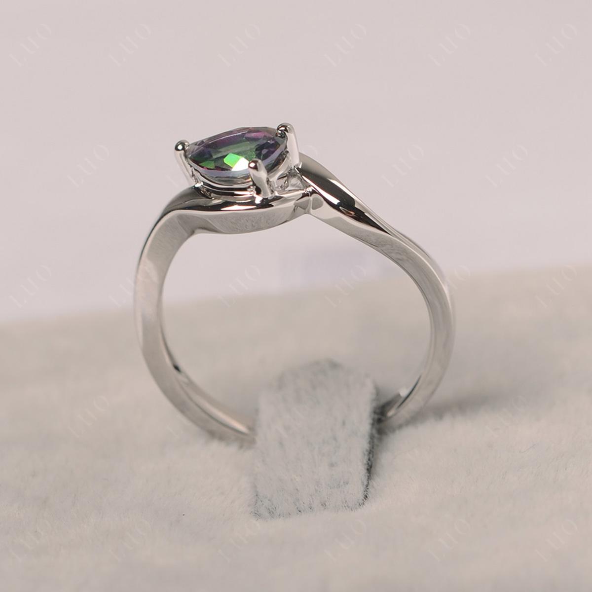 Pear Shaped Mystic Topaz East West Solitaire Ring - LUO Jewelry