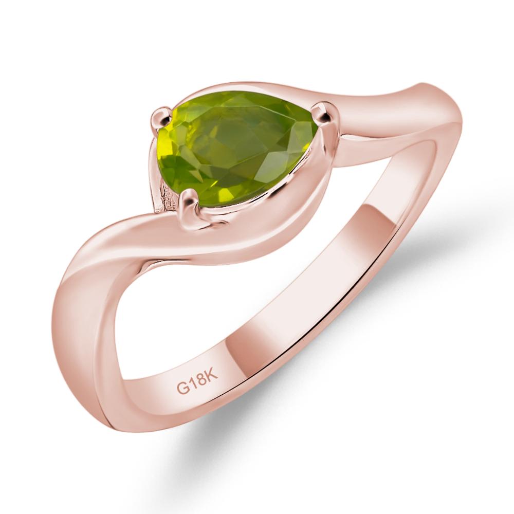 Pear Shaped Peridot East West Solitaire Ring - LUO Jewelry #metal_18k rose gold