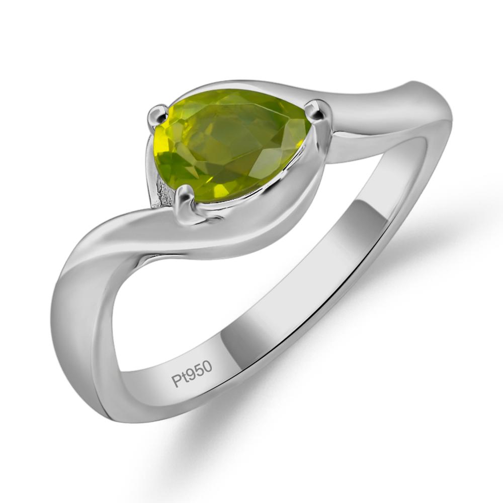 Pear Shaped Peridot East West Solitaire Ring - LUO Jewelry #metal_platinum