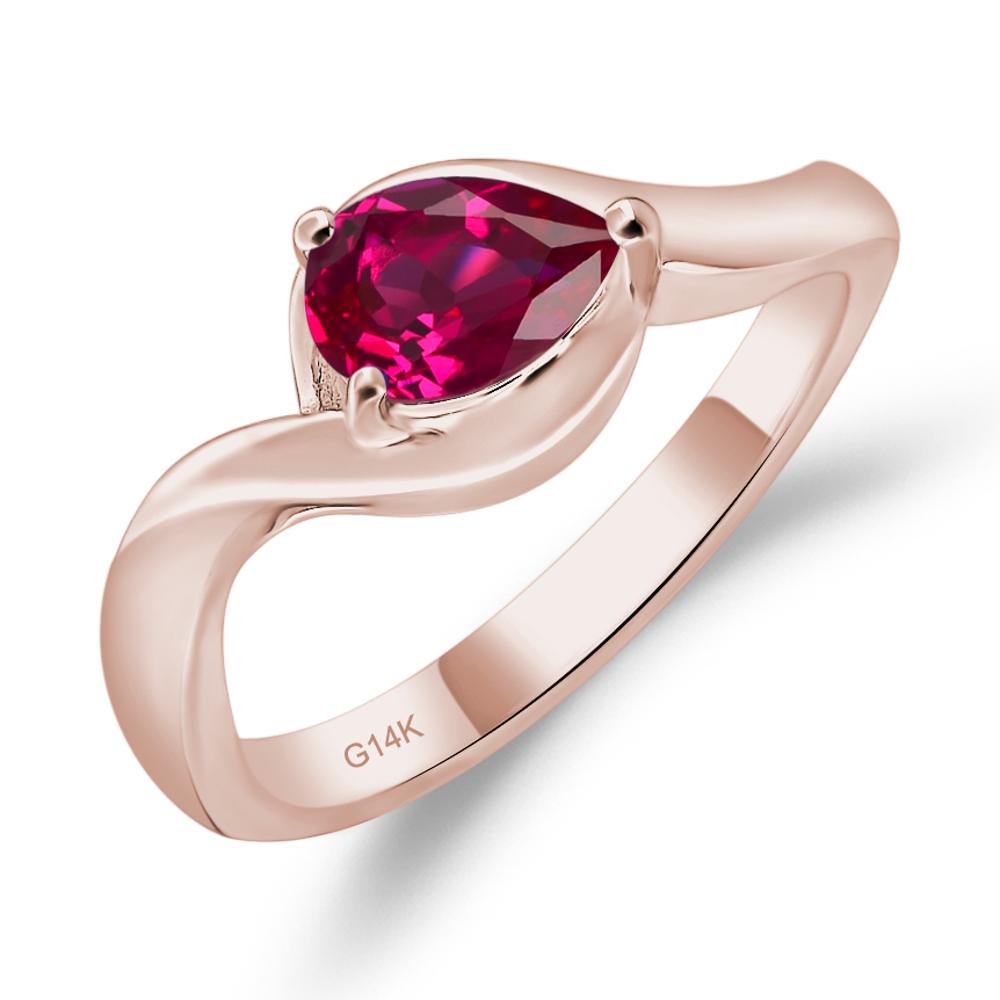 Pear Shaped Ruby East West Solitaire Ring - LUO Jewelry #metal_14k rose gold