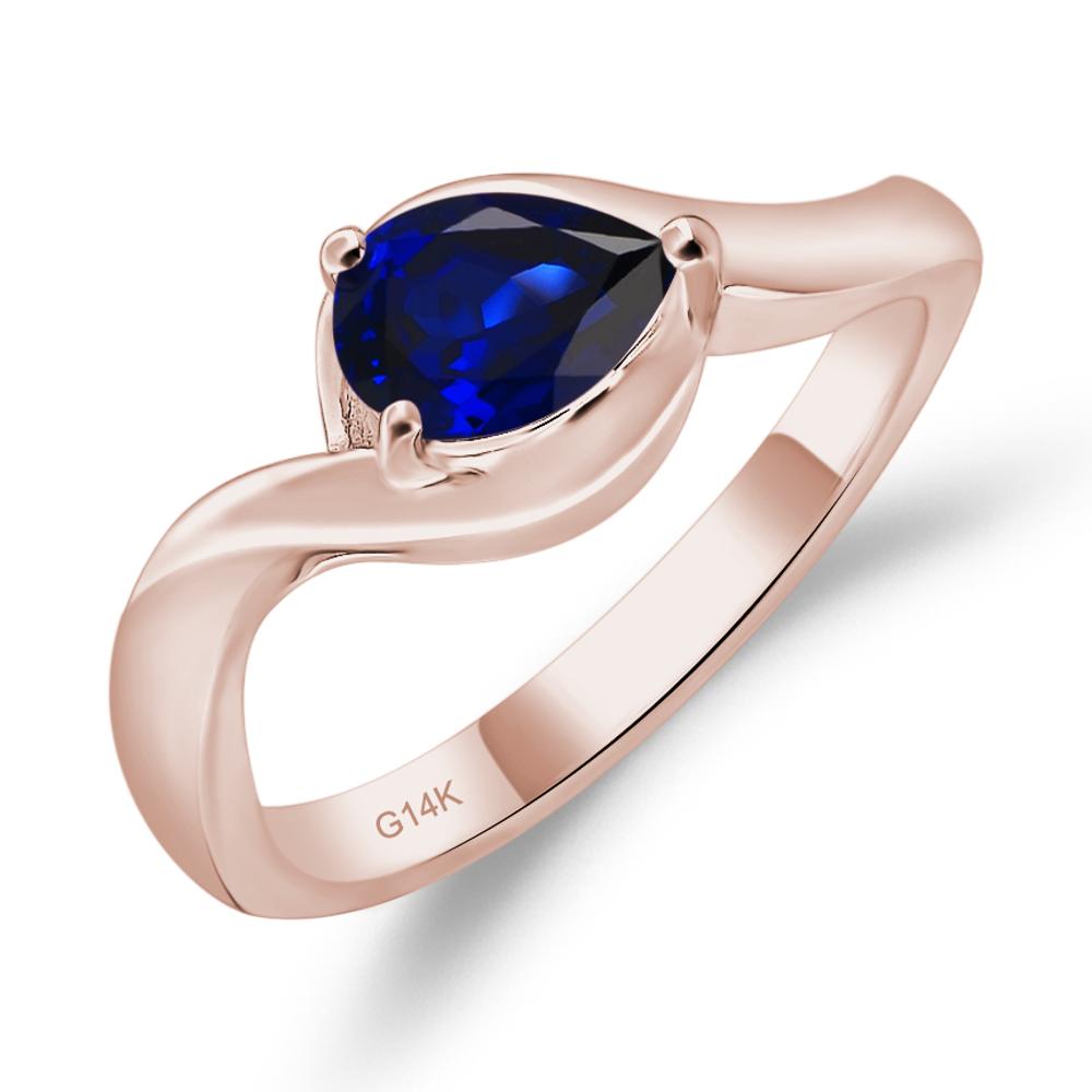 Pear Shaped Sapphire East West Solitaire Ring - LUO Jewelry #metal_14k rose gold