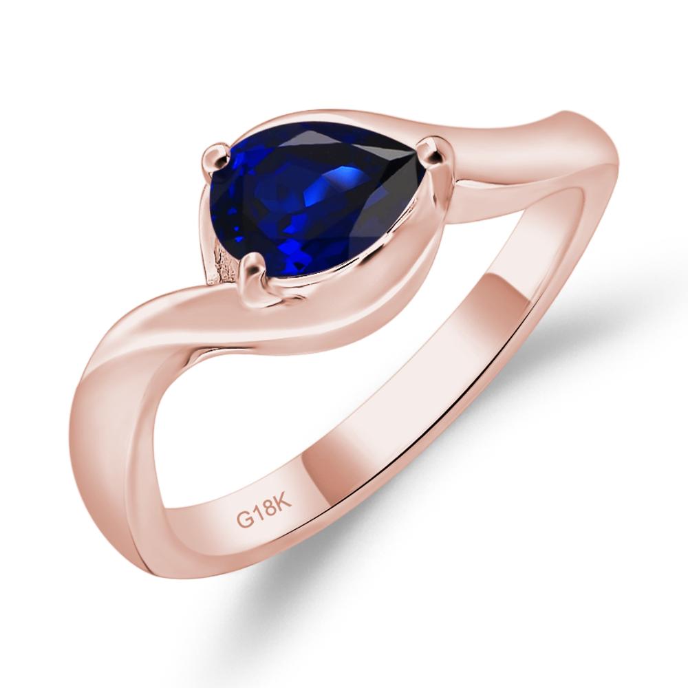 Pear Shaped Sapphire East West Solitaire Ring - LUO Jewelry #metal_18k rose gold