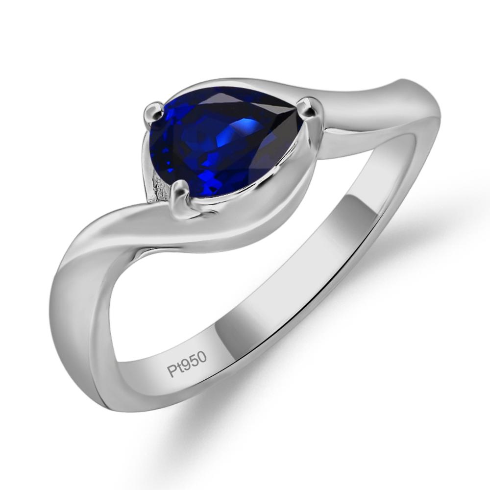 Pear Shaped Sapphire East West Solitaire Ring - LUO Jewelry #metal_platinum