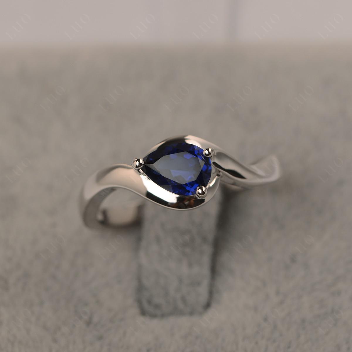 Pear Shaped Sapphire East West Solitaire Ring - LUO Jewelry