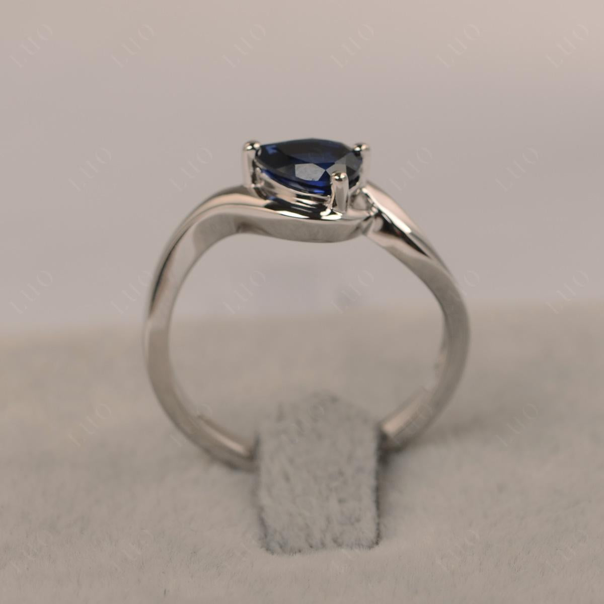 Pear Shaped Sapphire East West Solitaire Ring - LUO Jewelry