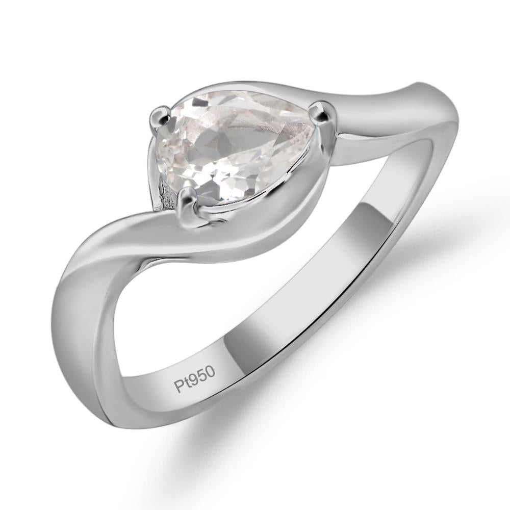 Pear Shaped White Topaz East West Solitaire Ring - LUO Jewelry #metal_platinum