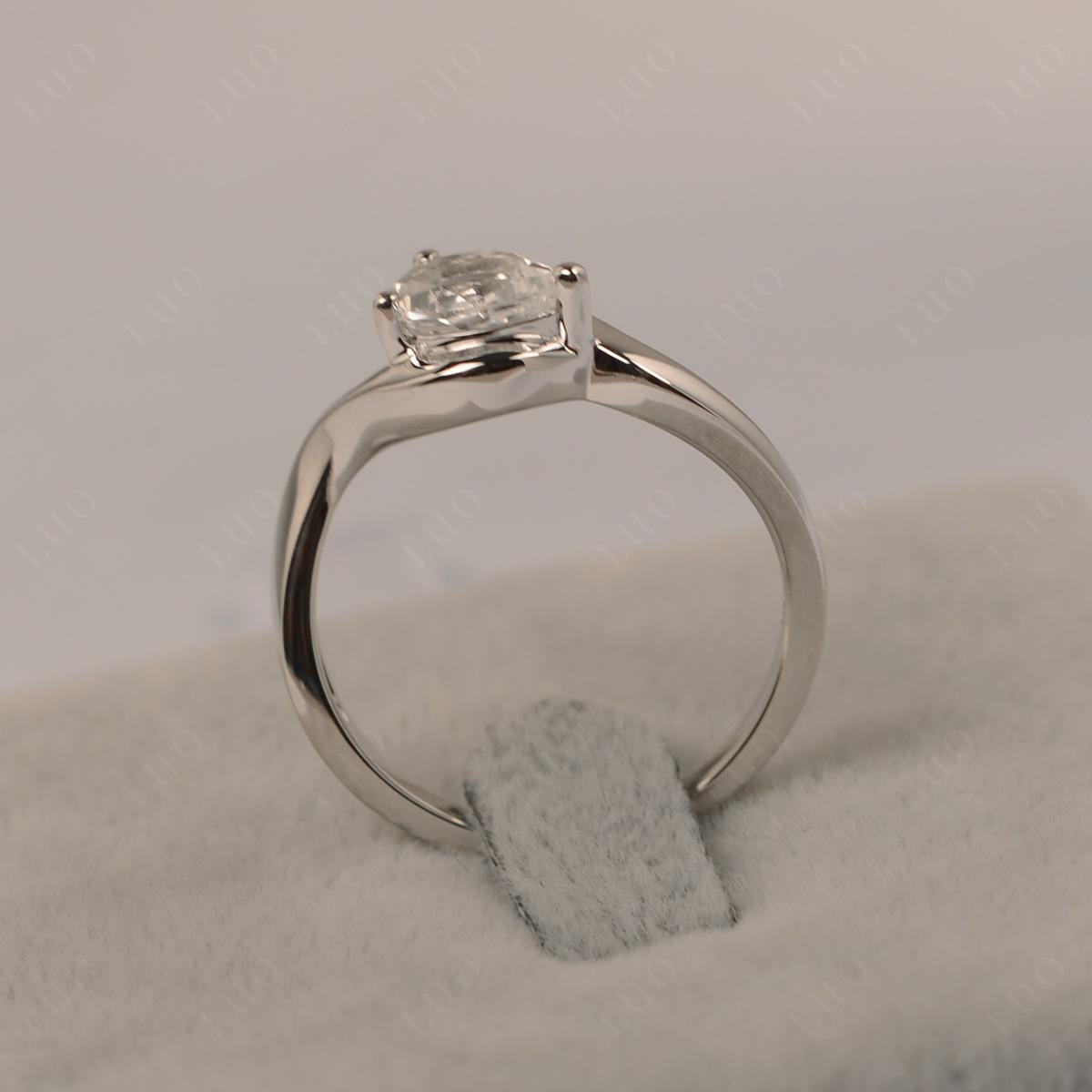 Pear Shaped White Topaz East West Solitaire Ring - LUO Jewelry