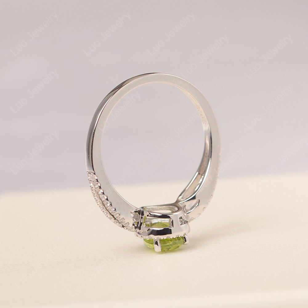Pear Shaped Peridot Halo Engagement Ring - LUO Jewelry