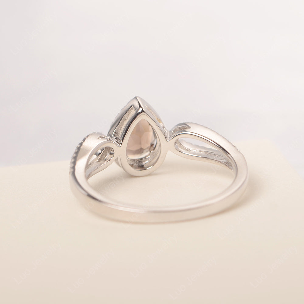 Pear Shaped Smoky Quartz  Halo Engagement Ring - LUO Jewelry