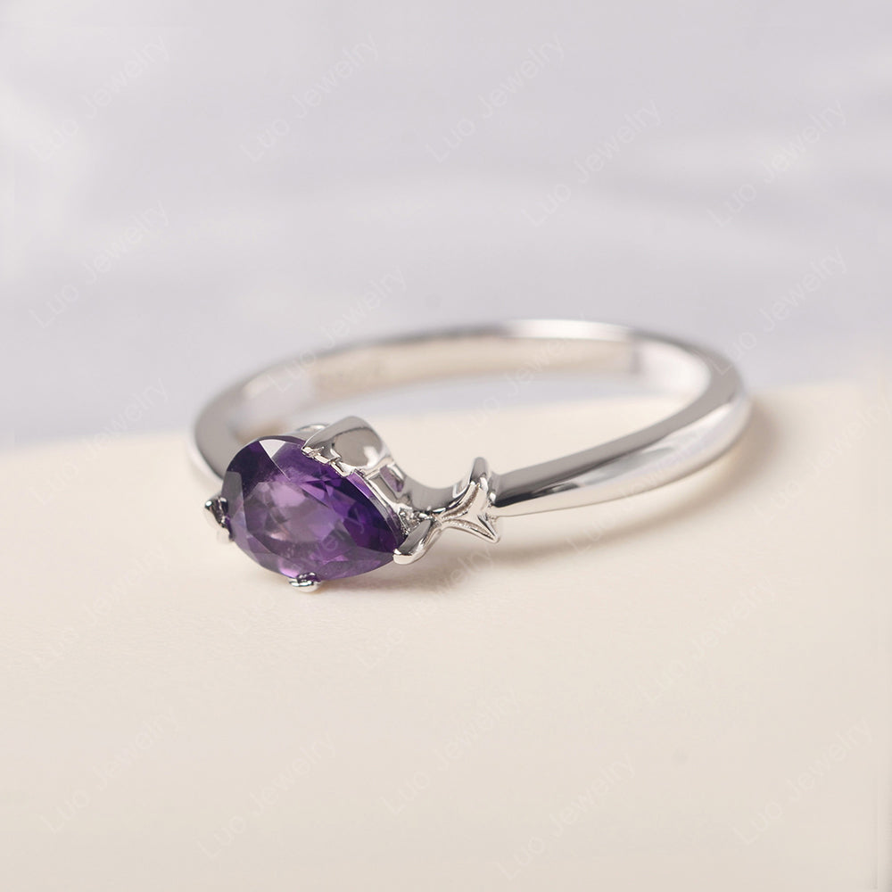 Pear Shaped Amethyst Ring Fish Ring - LUO Jewelry