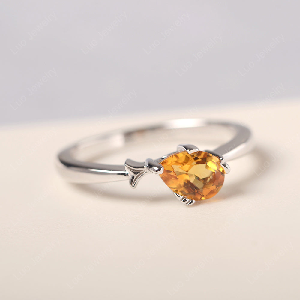 Pear Shaped Citrine Ring Fish Ring - LUO Jewelry