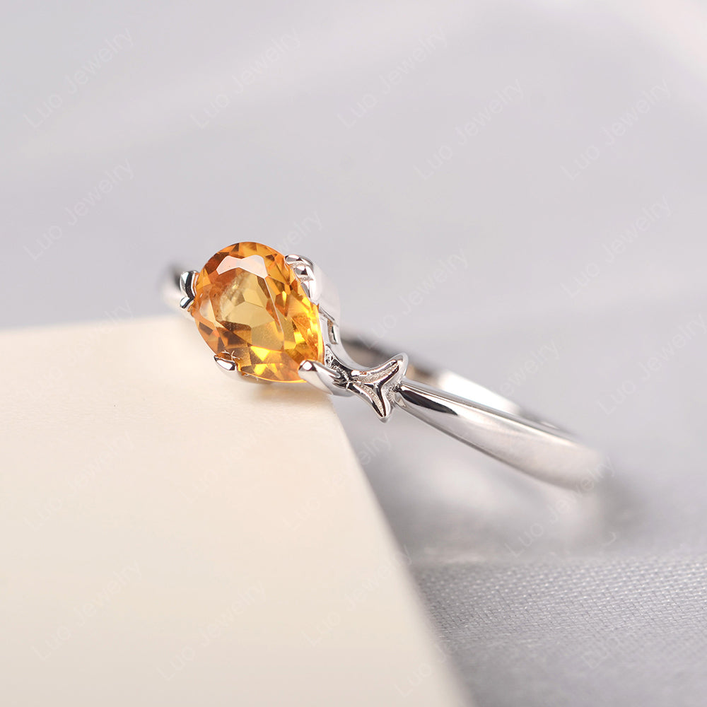 Pear Shaped Citrine Ring Fish Ring - LUO Jewelry