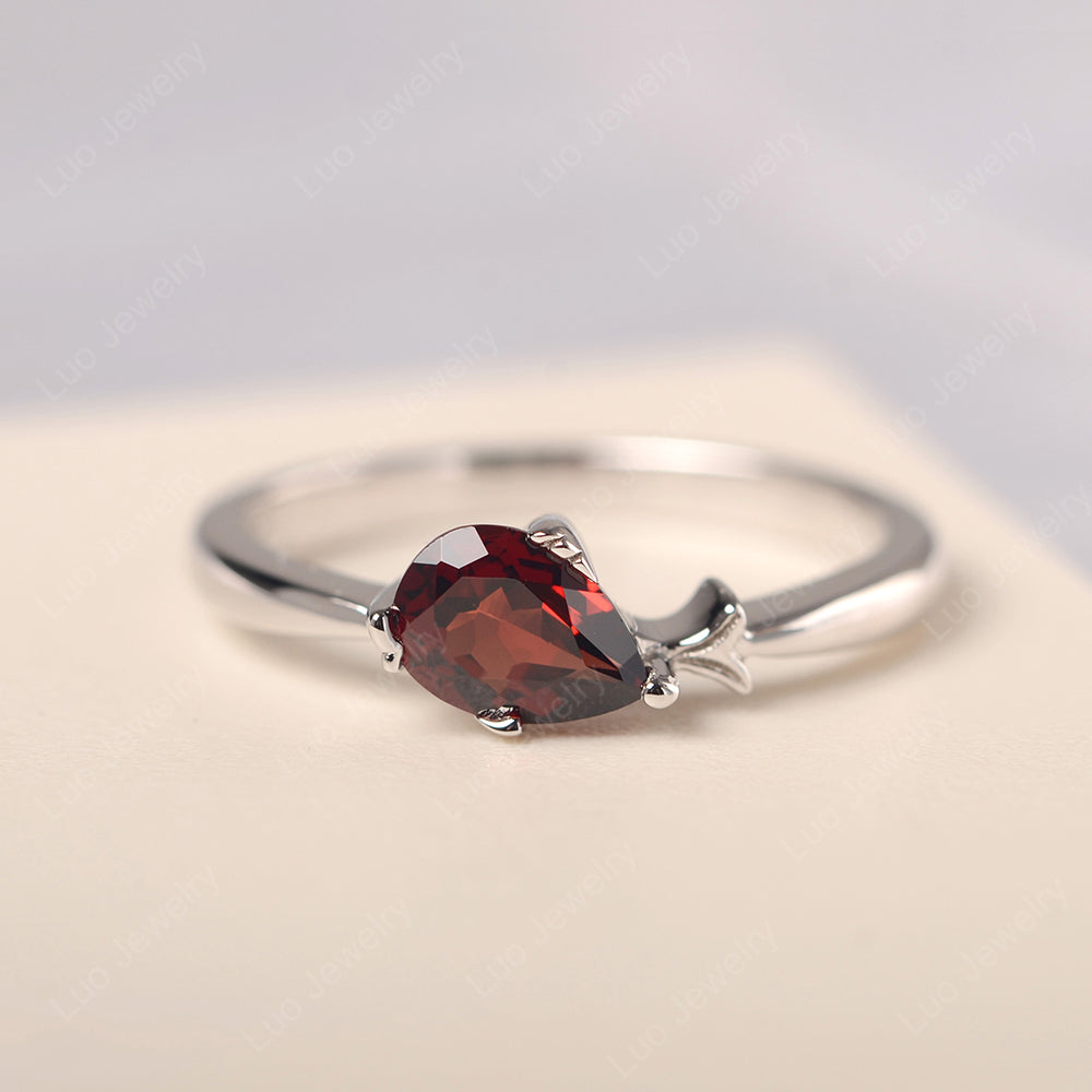 Pear Shaped Garnet Ring Fish Ring - LUO Jewelry