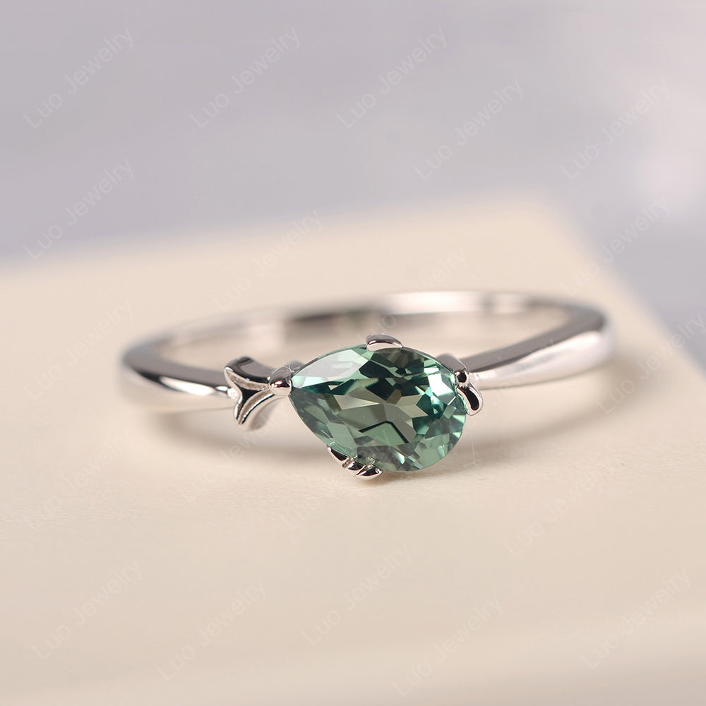 Pear Shaped Green Sapphire Ring Fish Ring - LUO Jewelry