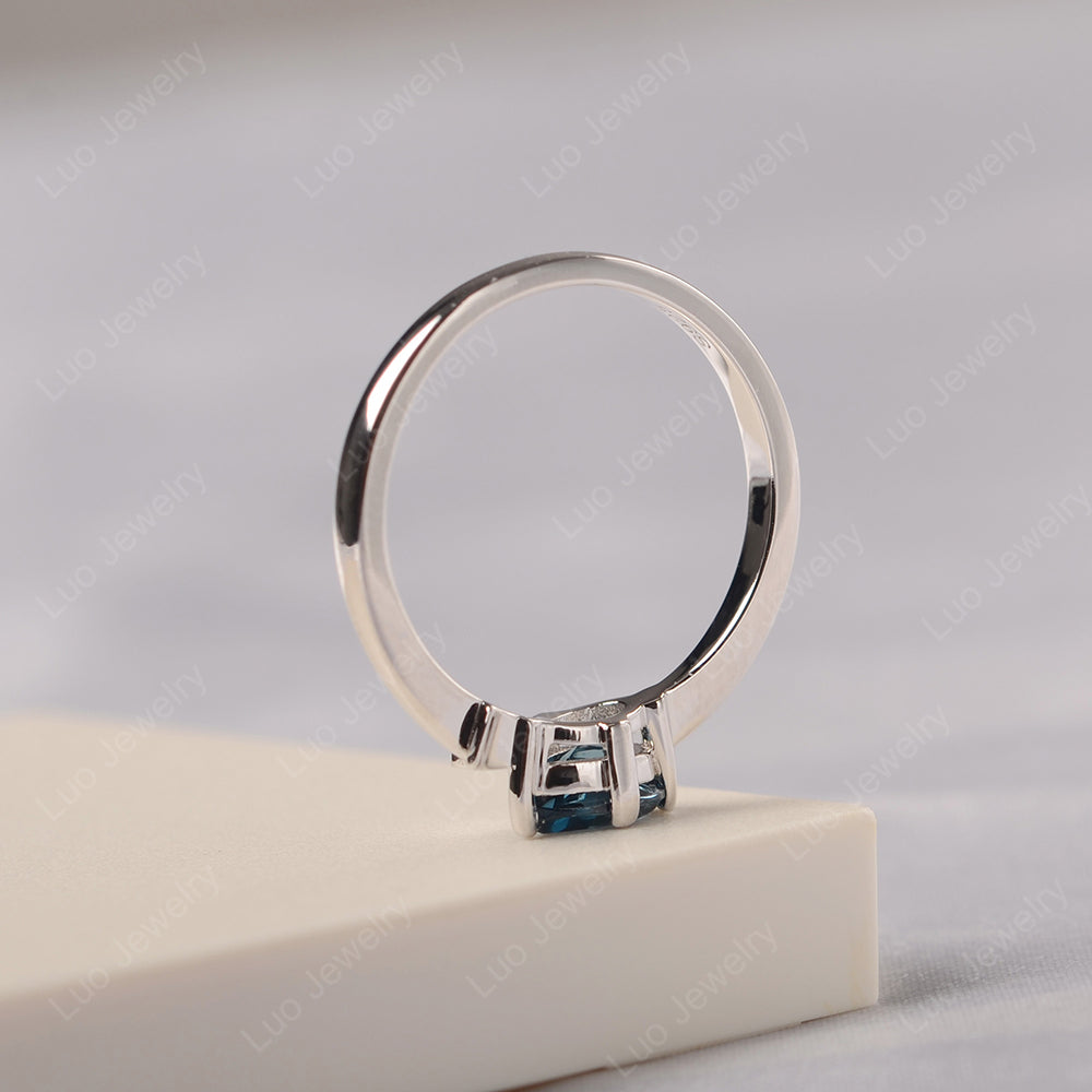 Pear Shaped London Blue Topaz Ring Fish Ring - LUO Jewelry