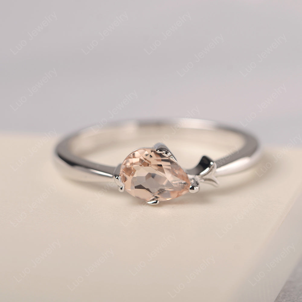 Pear Shaped Morganite Ring Fish Ring - LUO Jewelry