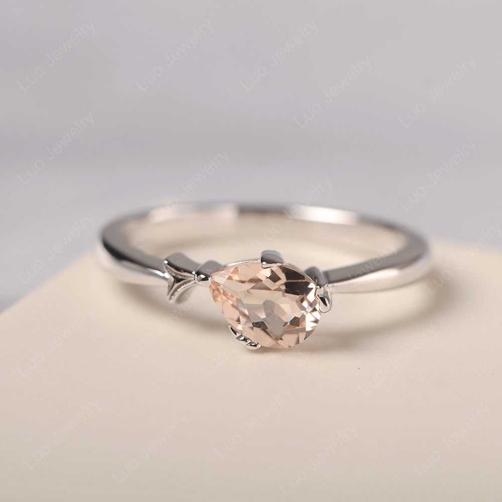 Pear Shaped Morganite Ring Fish Ring - LUO Jewelry