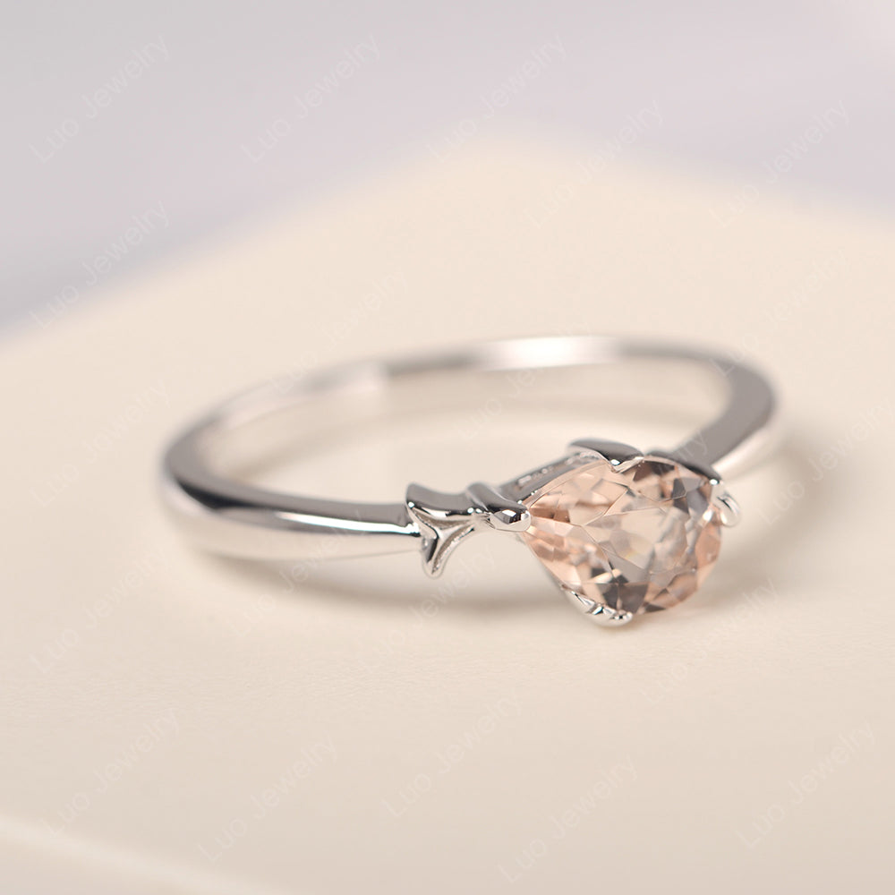 Pear Shaped Morganite Ring Fish Ring - LUO Jewelry