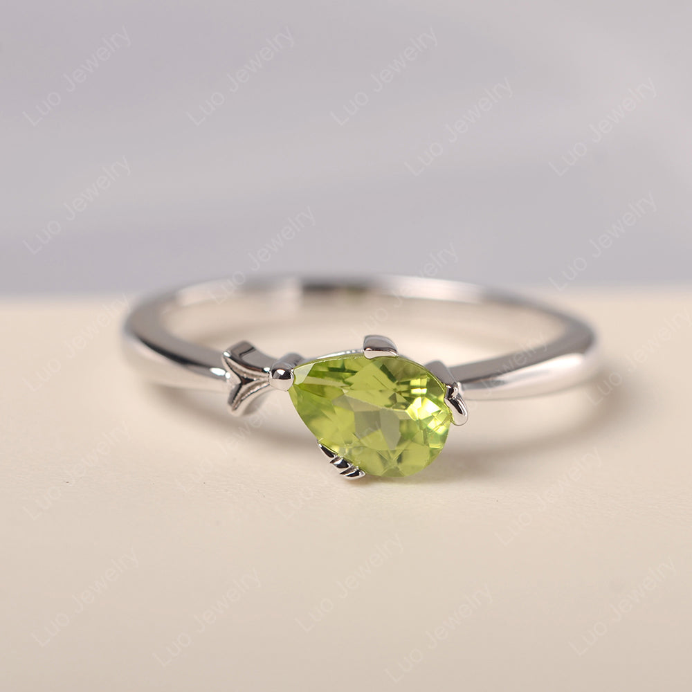 Pear Shaped Peridot Ring Fish Ring - LUO Jewelry