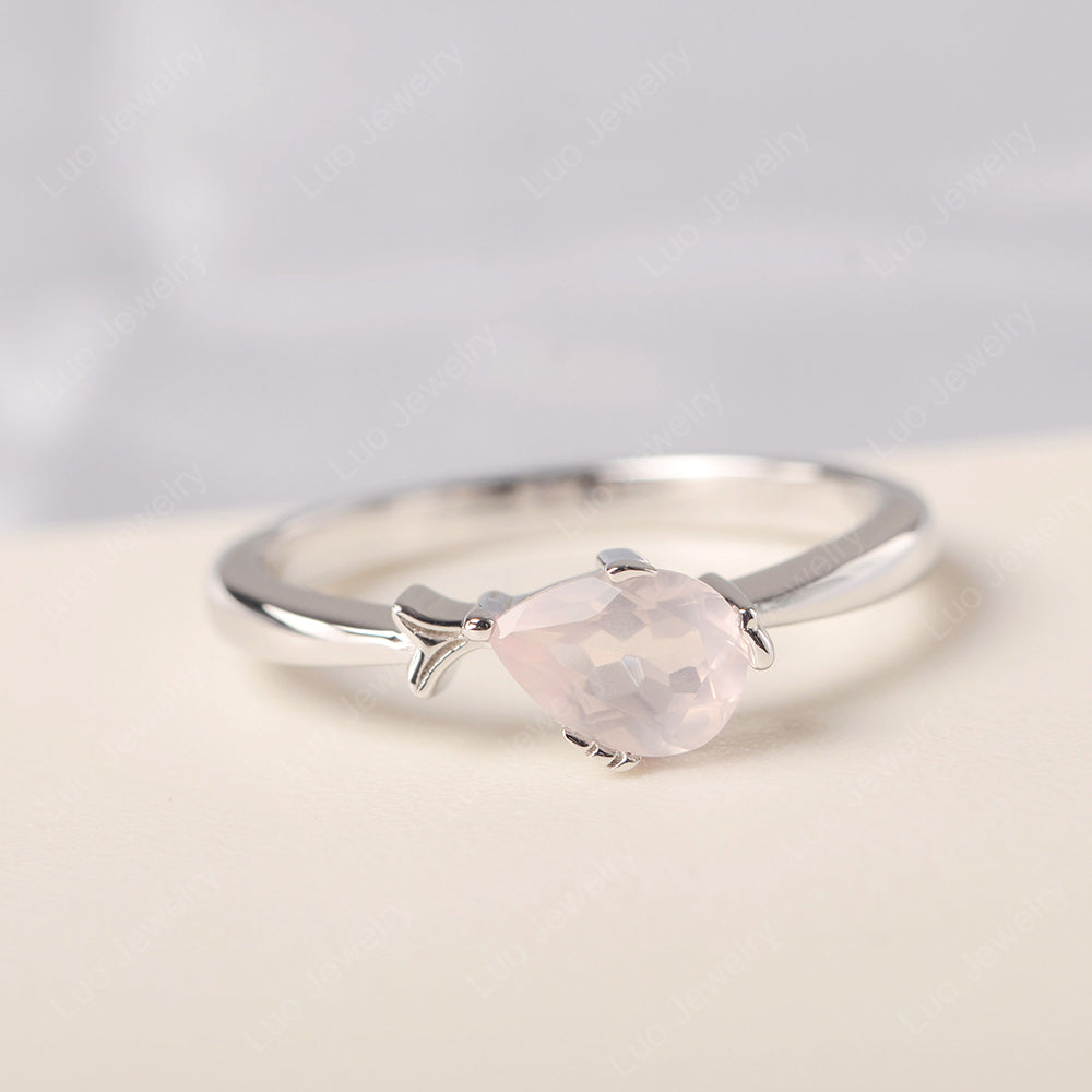Pear Shaped Rose Quartz Ring Fish Ring - LUO Jewelry