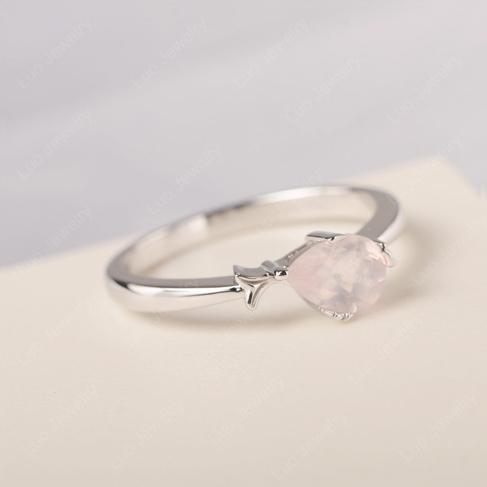 Pear Shaped Rose Quartz Ring Fish Ring - LUO Jewelry