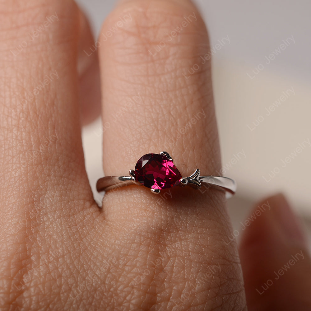 Pear Shaped Ruby Ring Fish Ring - LUO Jewelry