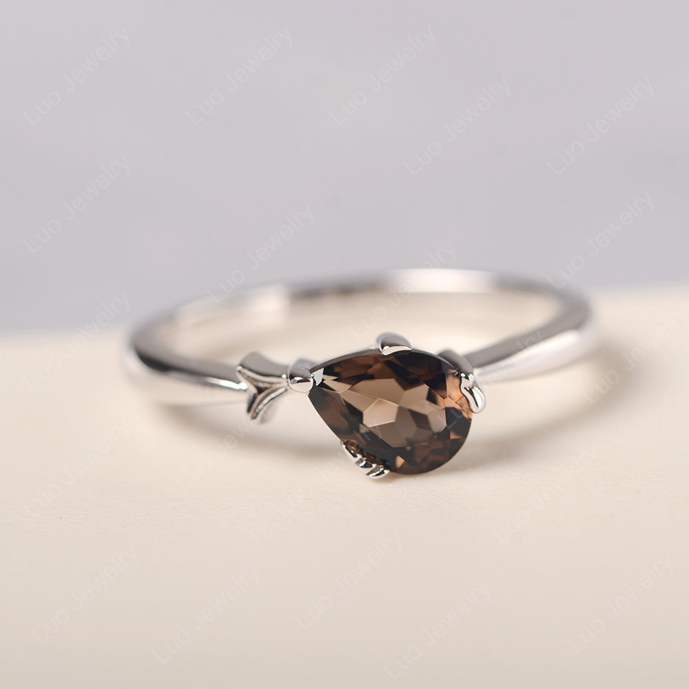 Pear Shaped Smoky Quartz  Ring Fish Ring - LUO Jewelry