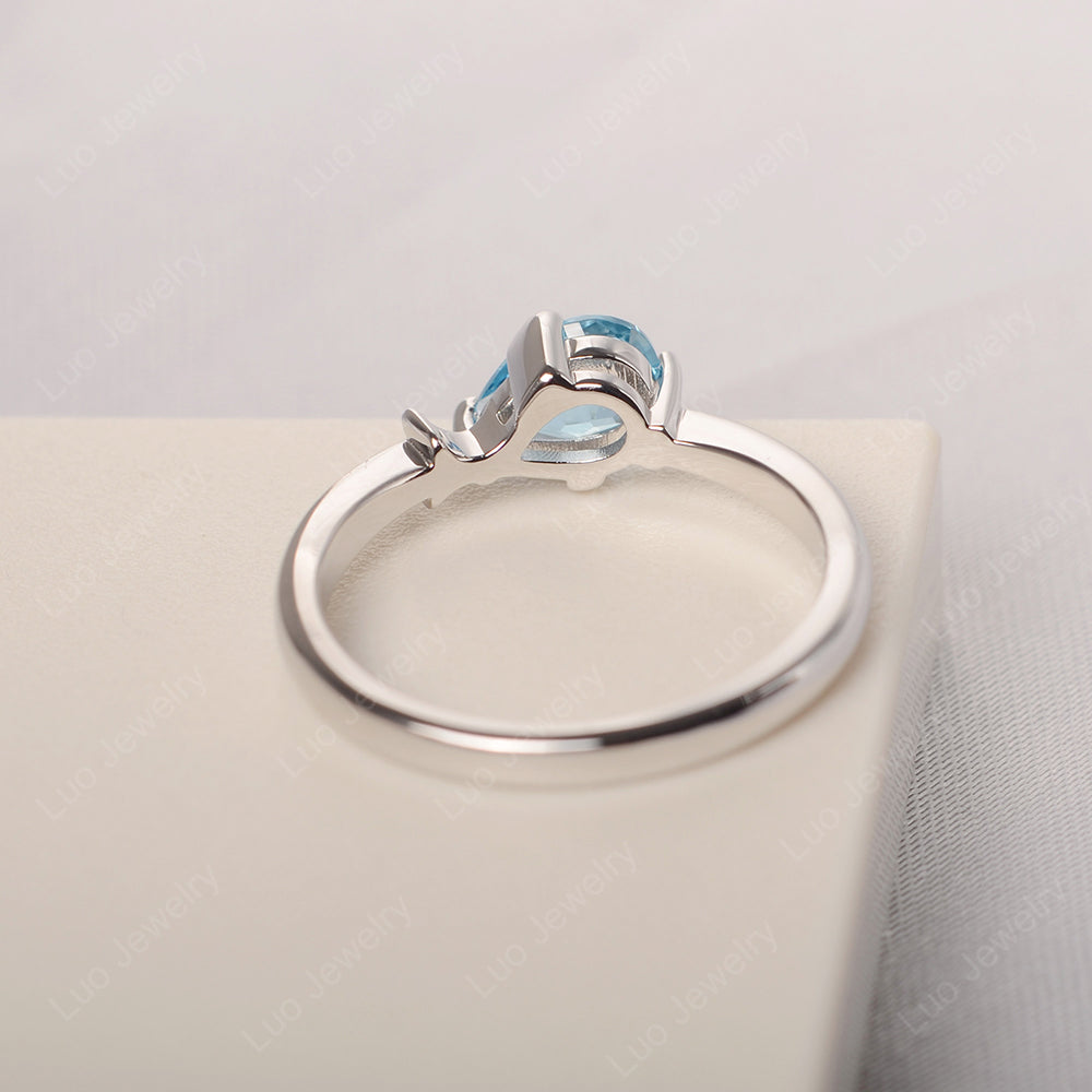 Pear Shaped Swiss Blue Topaz Ring Fish Ring - LUO Jewelry