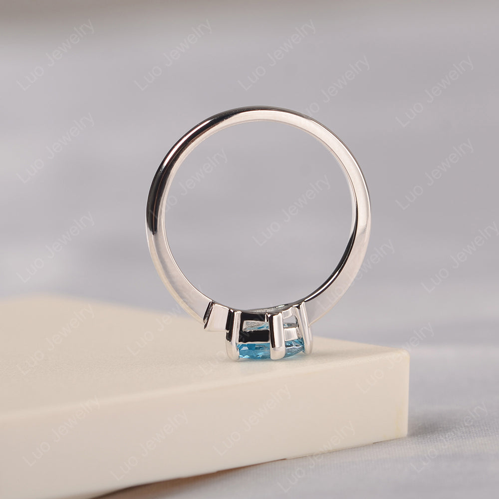 Pear Shaped Swiss Blue Topaz Ring Fish Ring - LUO Jewelry