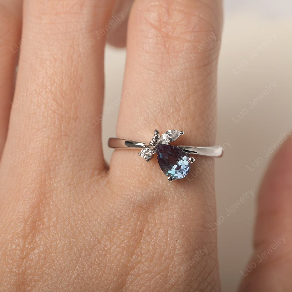 Alexandrite Engagement Ring Butterfly Ring - LUO Jewelry