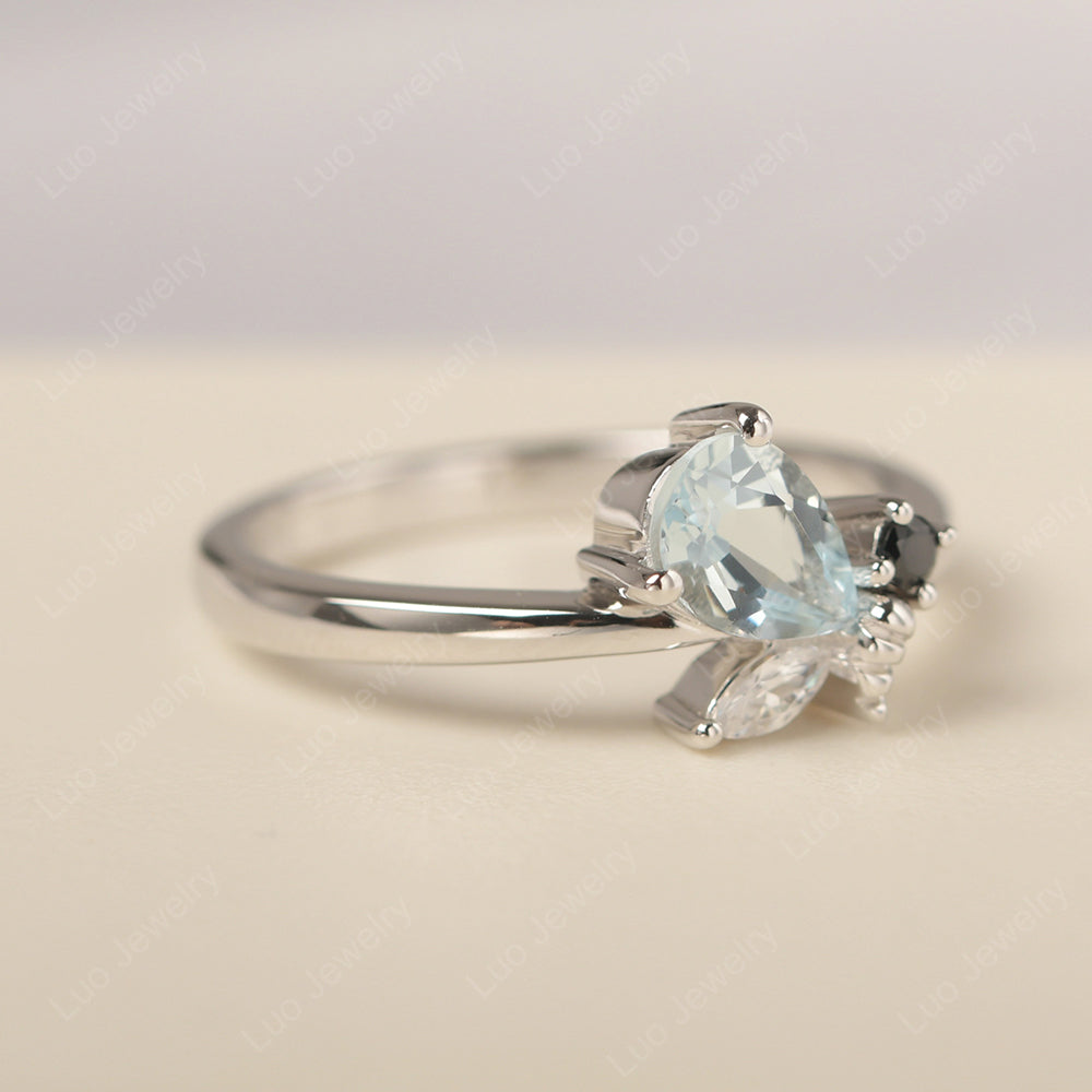 Aquamarine Engagement Ring Butterfly Ring - LUO Jewelry