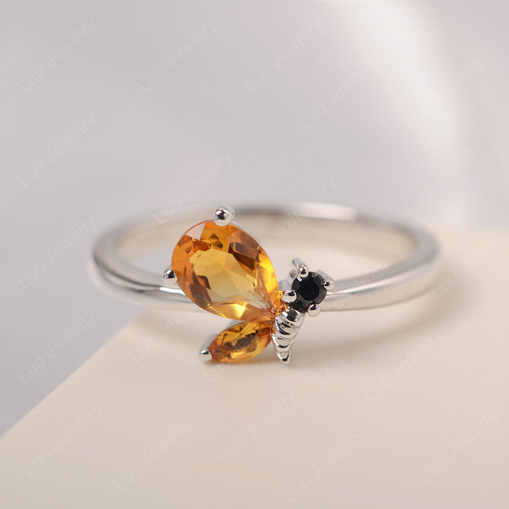 Citrine Engagement Ring Butterfly Ring - LUO Jewelry
