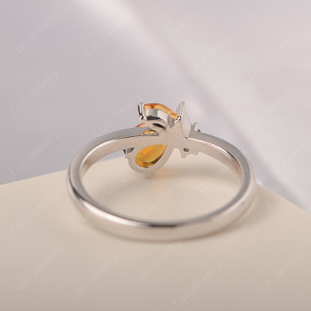 Citrine Engagement Ring Butterfly Ring - LUO Jewelry