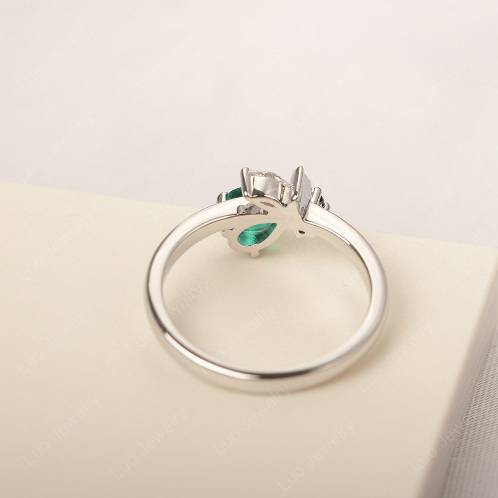 Lab Emerald Engagement Ring Butterfly Ring - LUO Jewelry