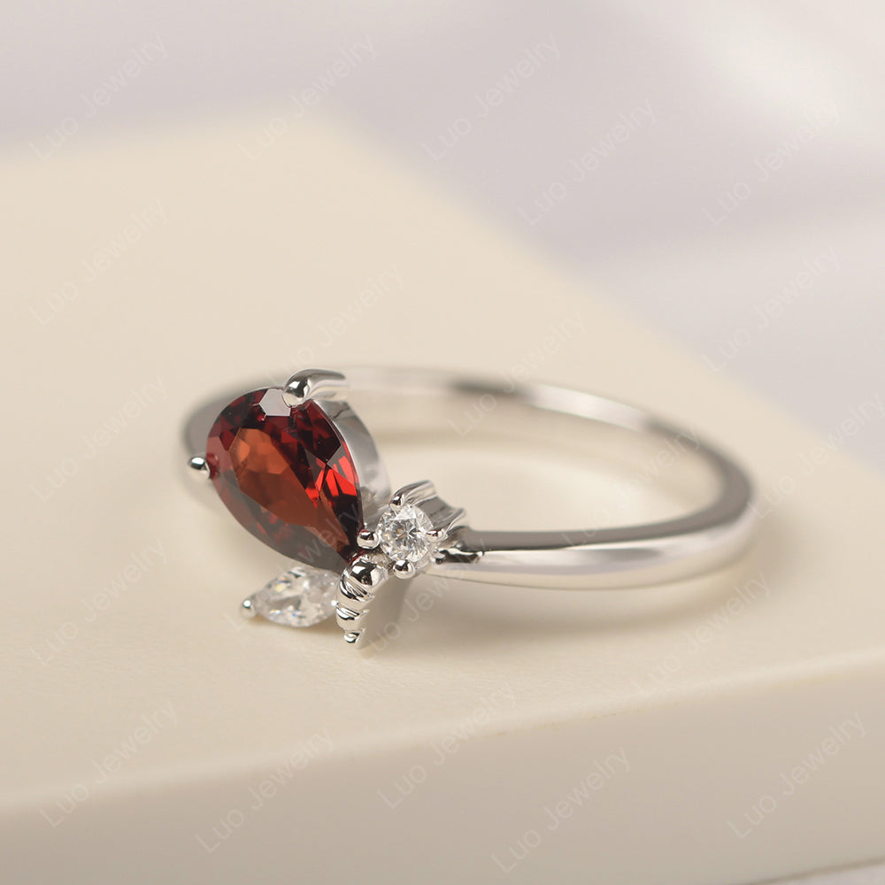 Garnet Engagement Ring Butterfly Ring - LUO Jewelry