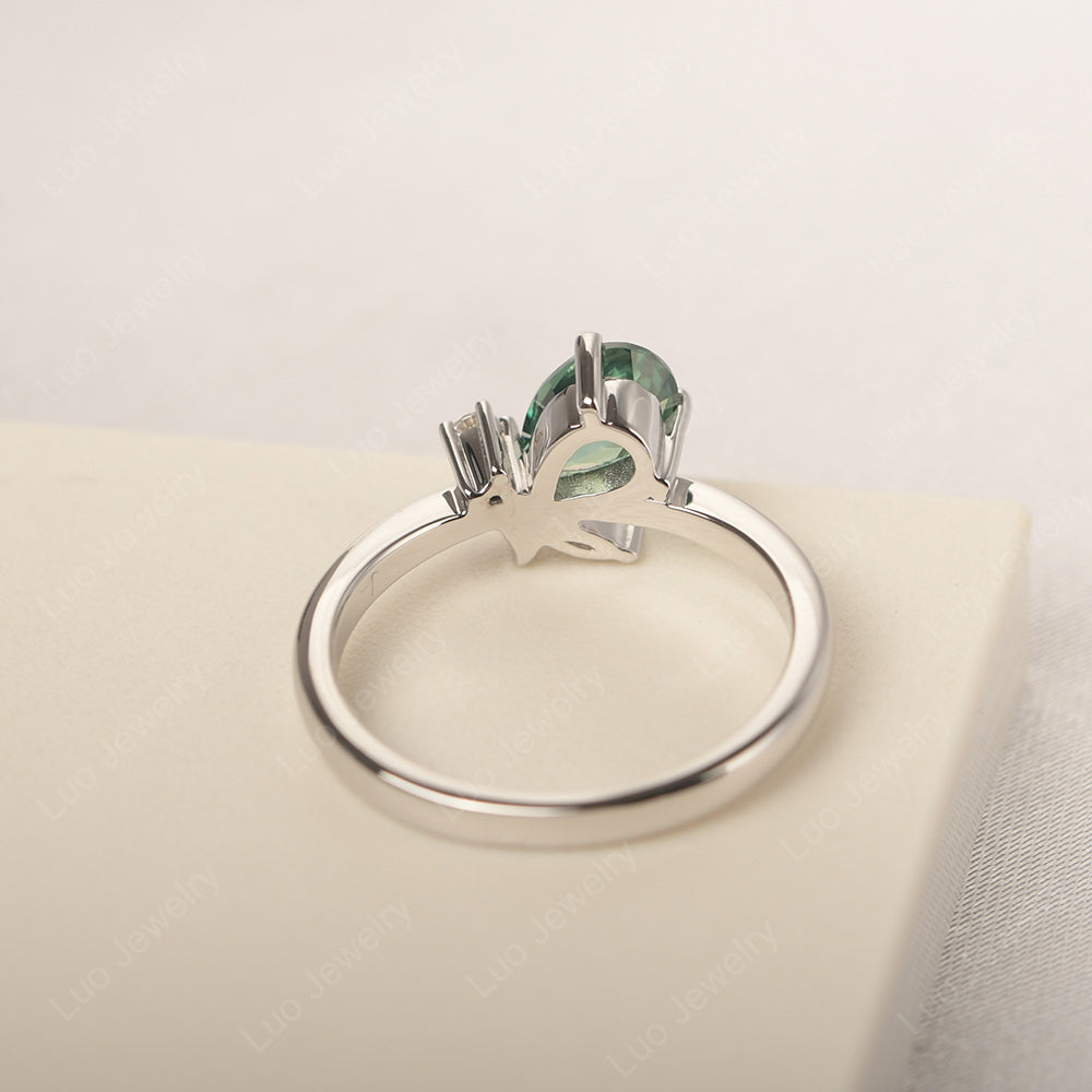 Green Sapphire Engagement Ring Butterfly Ring - LUO Jewelry
