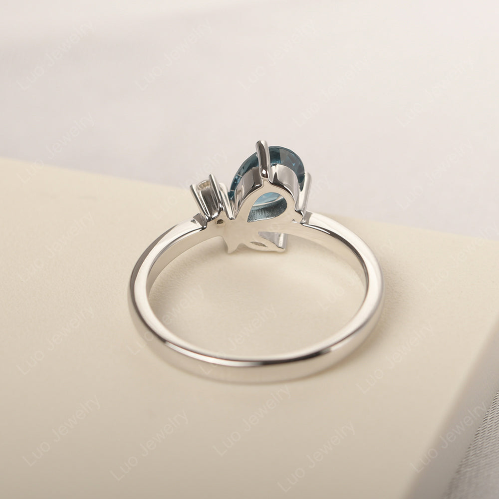 London Blue Topaz Engagement Ring Butterfly Ring - LUO Jewelry